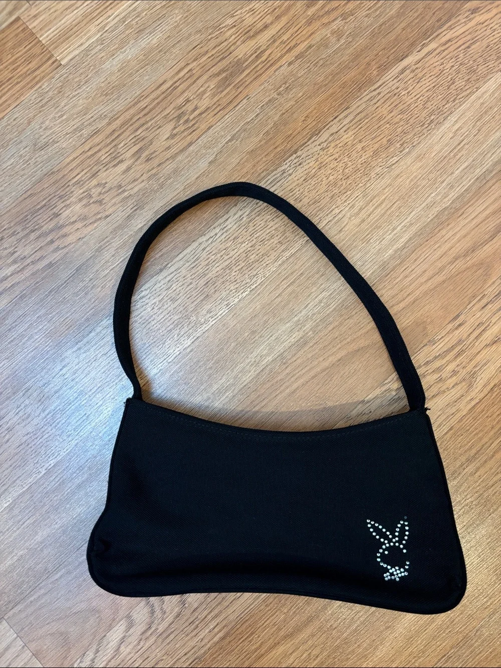 Vintage Y2K Playboy Black Hand Bag with Crystal Bunny Accent. - Picture 10 of 17